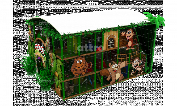 Детский игровой лабиринт «Джунгли» с крышей 6*7,8*4,2 м
