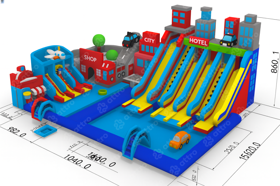 Проект надувного аквапарка «Город»
