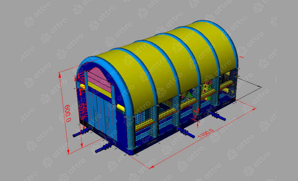 Надувной батут с крышей 