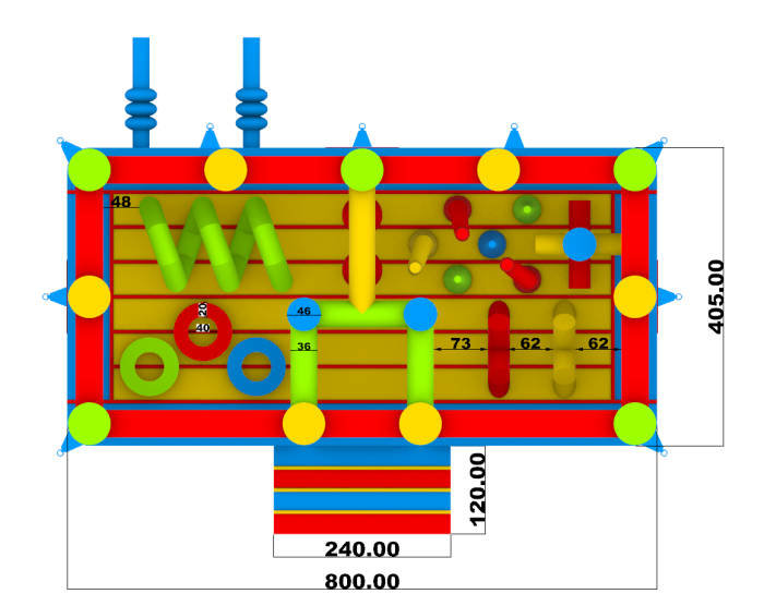 Надувной батут "Цветные приключения" 8*4*2,5 м