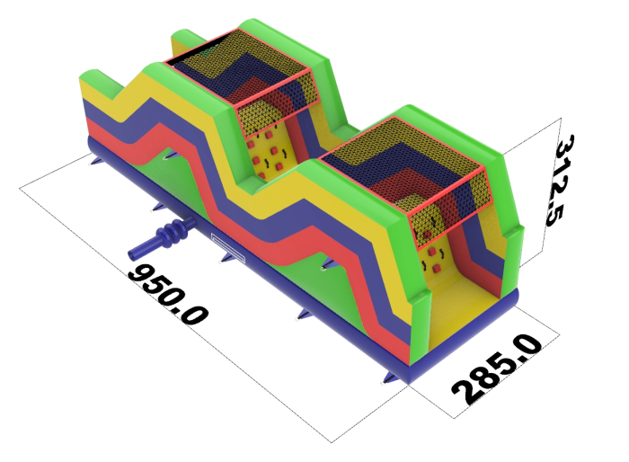 Надувная полоса препятствий "Разноцветная", 23*8*3,5 м