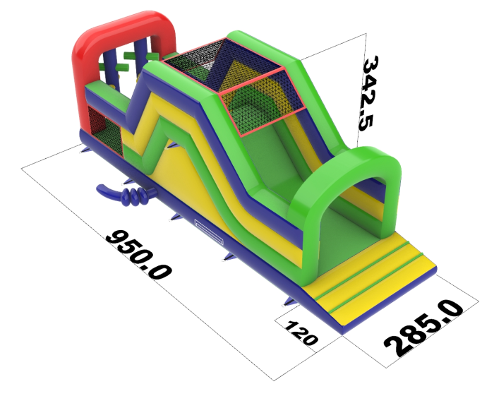 Надувная полоса препятствий "Разноцветная", 23*8*3,5 м