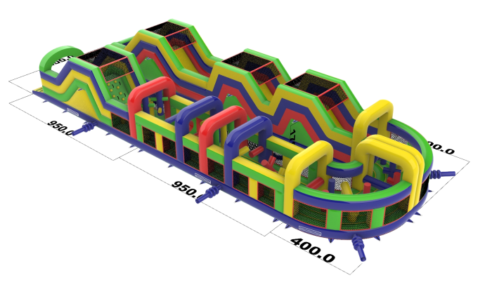 Надувная полоса препятствий "Разноцветная", 23*8*3,5 м