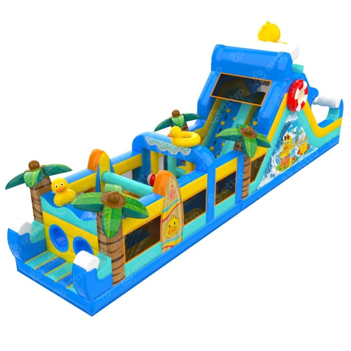 Надувная полоса препятствий с горкой "Цыпа-борд" 17*3,3*6,4 м