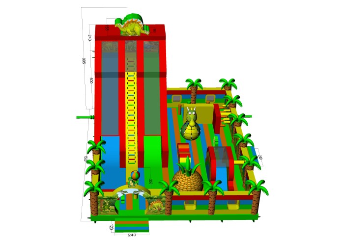 Надувная горка "Динолэнд" 15*12*10 м
