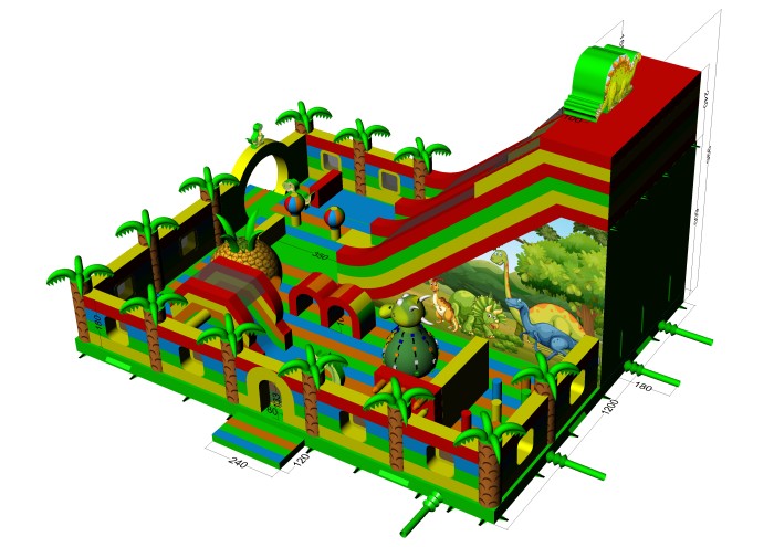 Надувная горка "Динолэнд" 15*12*10 м