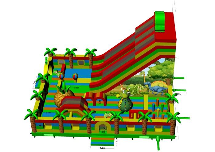 Надувная горка "Динолэнд" 15*12*10 м