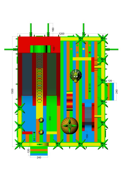 Надувная горка "Динолэнд" 15*12*10 м