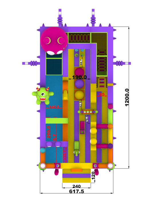 Надувная горка "Семейка монстров" 12*6*9 м 
