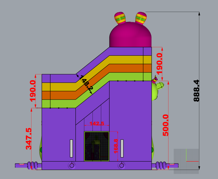 Надувная горка "Семейка монстров" 12*6*9 м 