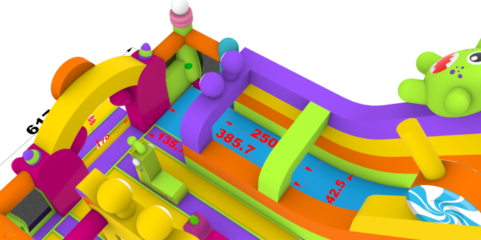 Надувная горка "Семейка монстров" 12*6*9 м 