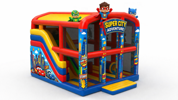 Надувной батут с крышей "Супергерои" 8*7*7м