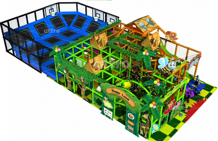 Детский игровой комплекс «Happy Land» с батутной ареной 25*10*3,6 м