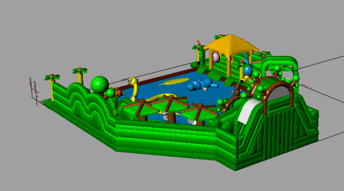 Надувной аквапарк "Тропические джунгли" 20*20*7,1 м