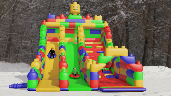 Надувная горка "Конструктор - 2" зима/лето, 14*7*8,6 м 