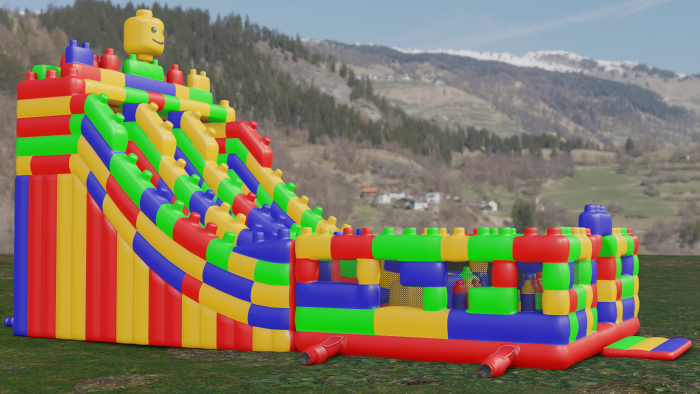 Надувная горка "Конструктор - 2" зима/лето, 14*7*8,6 м 