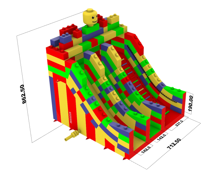 Надувная горка "Конструктор - 2" зима/лето, 14*7*8,6 м 