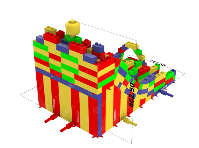 Надувная горка "Конструктор - 2" зима/лето, 14*7*8,6 м 