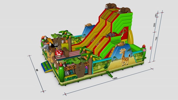 Надувной батут «Сафари», 12*9,5*7 м