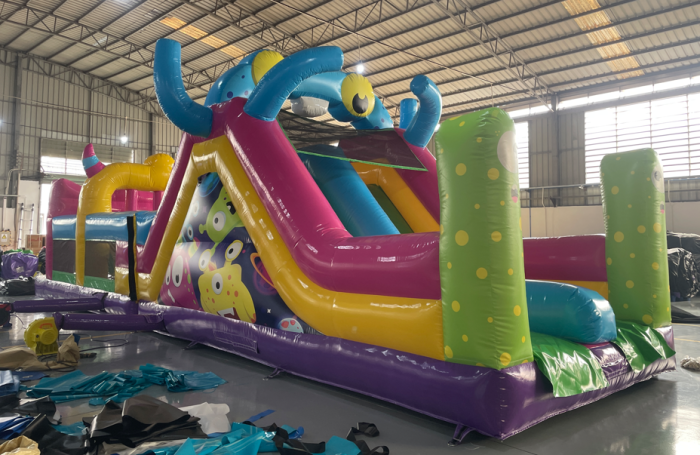 Надувная полоса препятствий "Прыг-скок монстрики" 13*3,3*4,2