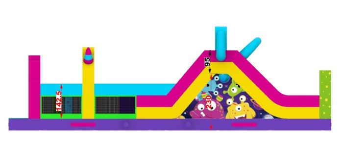 Надувная полоса препятствий "Прыг-скок монстрики" 13*3,3*4,2