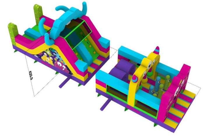 Надувная полоса препятствий "Прыг-скок монстрики" 13*3,3*4,2