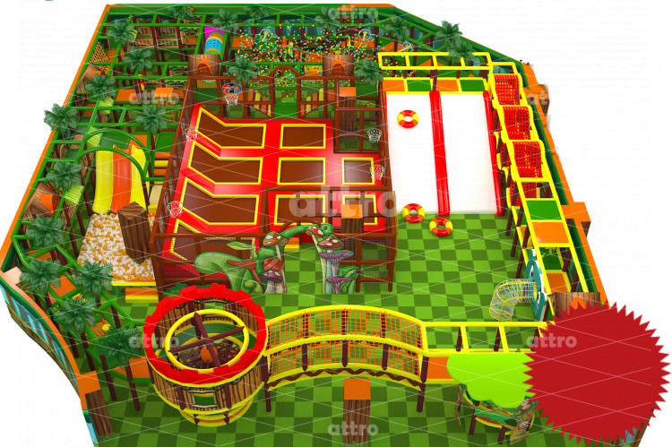 Детский игровой лабиринт «Джунгли» с батутной ареной