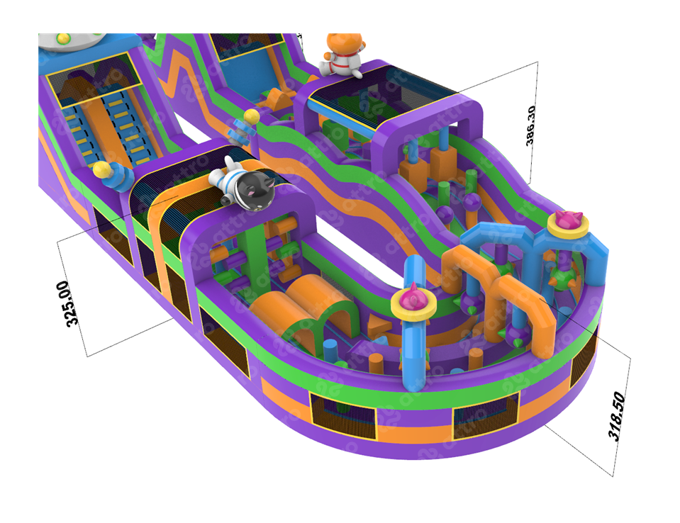 Надувная полоса препятствий «Котолёт» 21,3*8,7*6 м