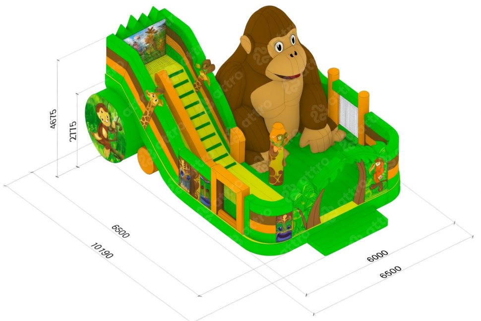 Проект надувного батута «Горилла», 6,5*6,5*4,7 м
