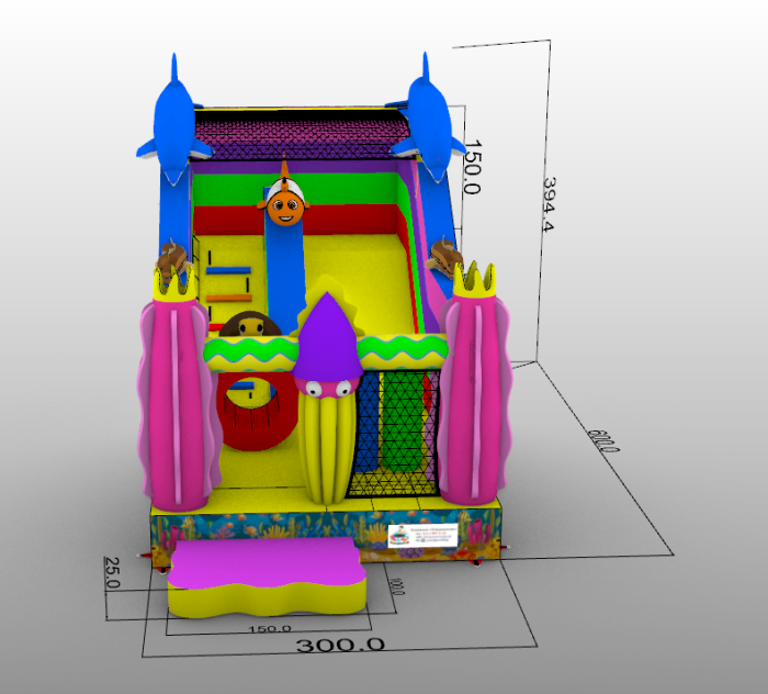 Надувная горка "Подводная жизнь" 6*3*3,9 м
