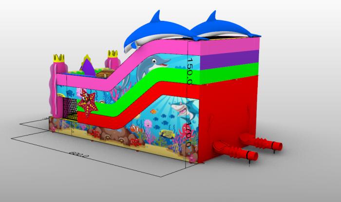 Надувная горка "Подводная жизнь" 6*3*3,9 м