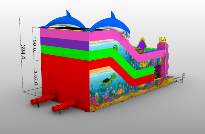 Надувная горка "Подводная жизнь" 6*3*3,9 м