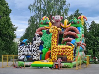 Надувной батут "Жираф и зебра" 12*7*7 м