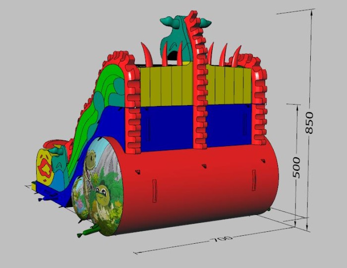 Надувная горка "Дракон" 12*7*8,5 м