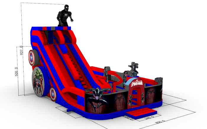 Надувной батут "Черный спайдермен" 12*8*9,4 м