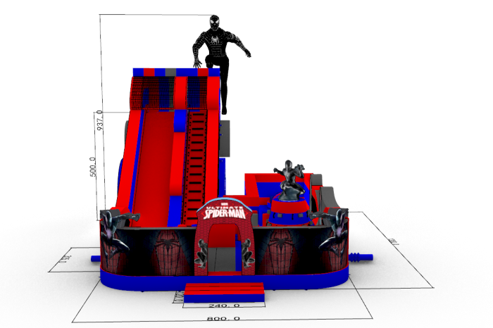 Надувной батут "Черный спайдермен" 12*8*9,4 м