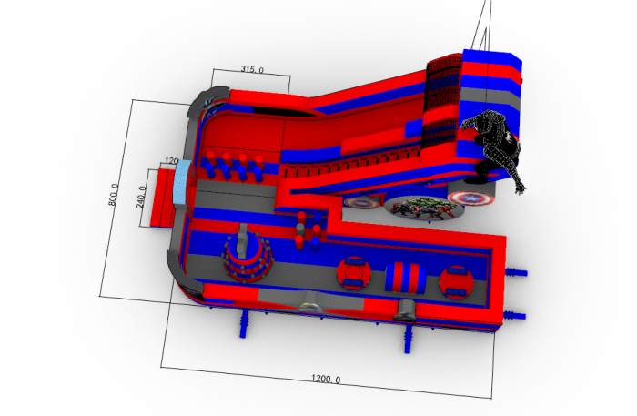 Надувной батут "Черный спайдермен" 12*8*9,4 м