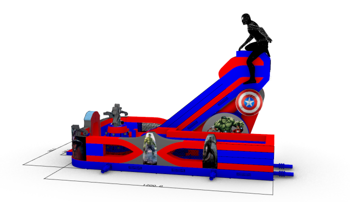 Надувной батут "Черный спайдермен" 12*8*9,4 м