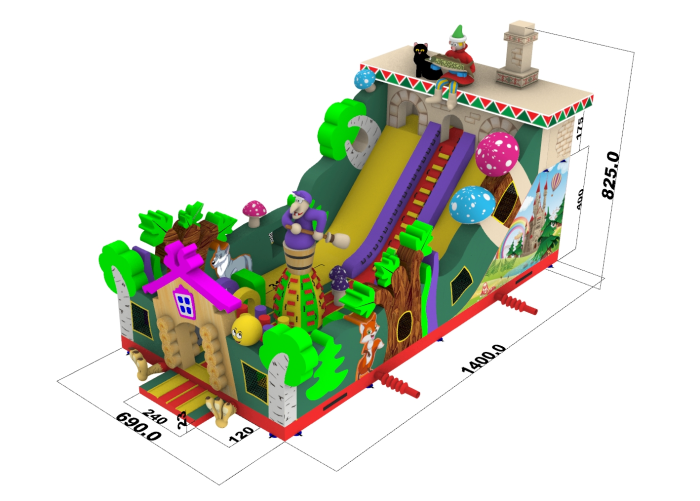 Надувная горка "Емеля" 14*7*8,3 м