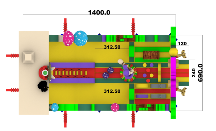 Надувная горка "Емеля" 14*7*8,3 м