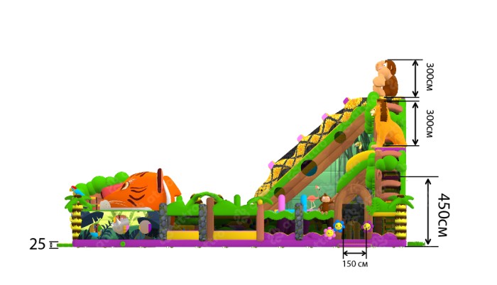 Надувная горка "Джунгли" 22*17*13,5 м