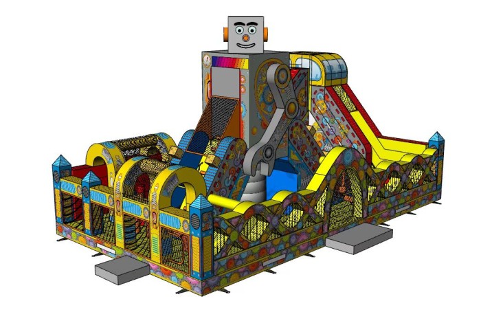 Надувной батут "Эра роботов" 14*8*8 м