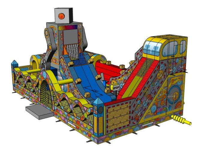 Надувной батут "Эра роботов" 14*8*8 м
