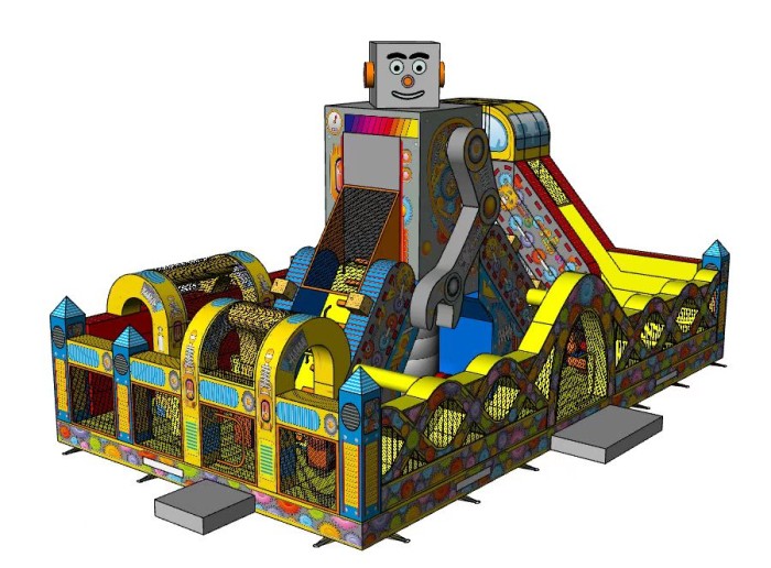 Надувной батут "Эра роботов" 14*8*8 м