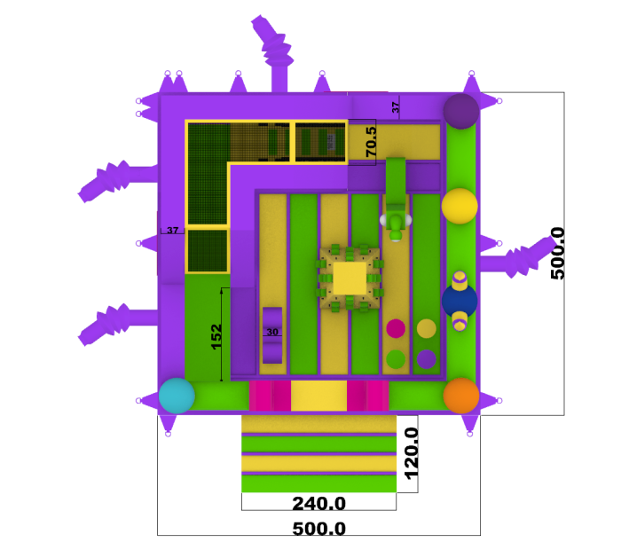 Надувная горка "Монстрята" 5*5*3,4 м