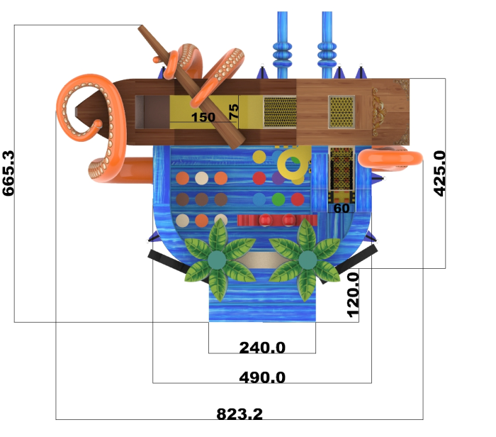 Надувной батут "Пиратская гавань" 8,5*7*5,3 м