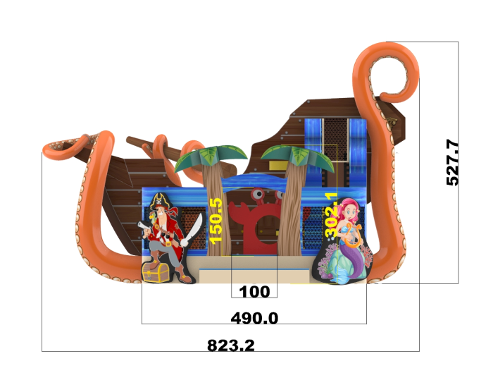 Надувной батут "Пиратская гавань" 8,5*7*5,3 м