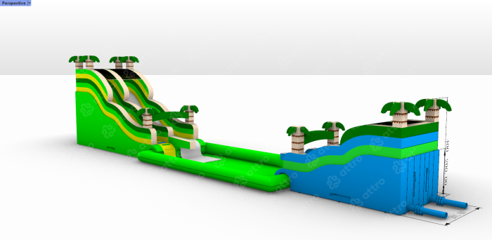 Надувная водная горка с бассейном "Пальмы 2" 23*5*6 м