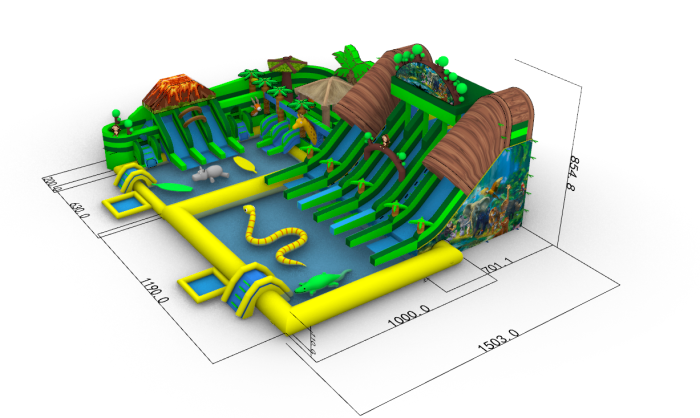 Надувной аквапарк "Пристань Джунгли" 20*15*8,6 м