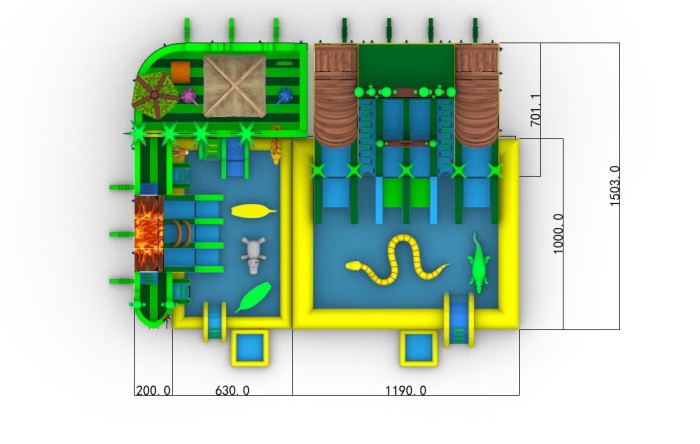 Надувной аквапарк "Пристань Джунгли" 20*15*8,6 м